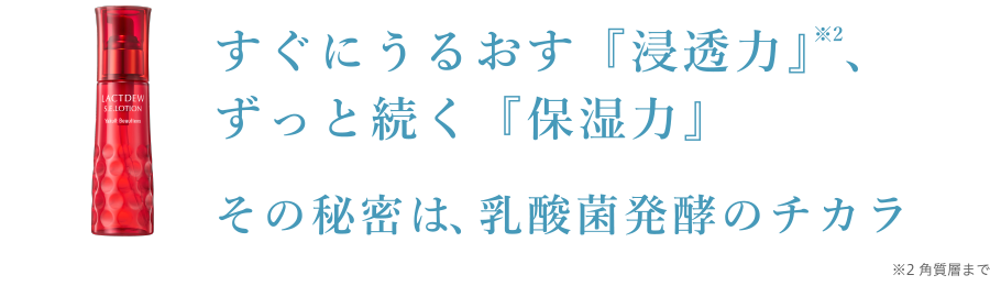 すぐにうるおす『浸透力』ずっと続く『保湿力』その秘密は、はっ酵のチカラ